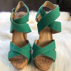 JustFab teal wedges